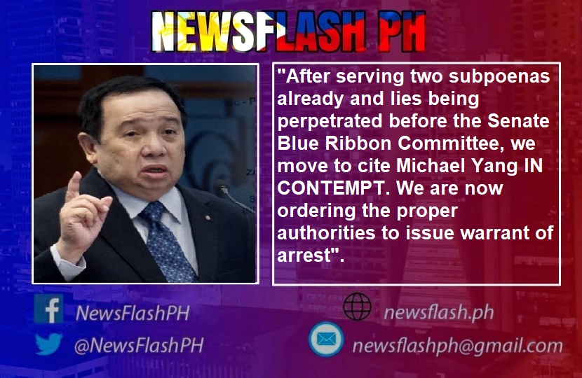 Dating presidential economic adviser Michael Yang pinatawan ng contempt ng senado