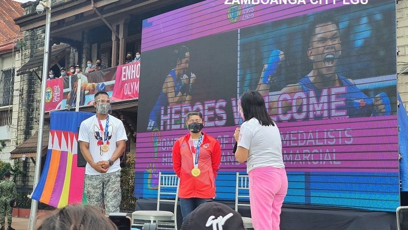 Hidilyn Diaz, Eumir Marcial binigyan ng Heroe’s Welcome sa Zamboanga City