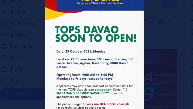 DFA magbubukas ng Temporary Off-site Passport Services sa Davao City