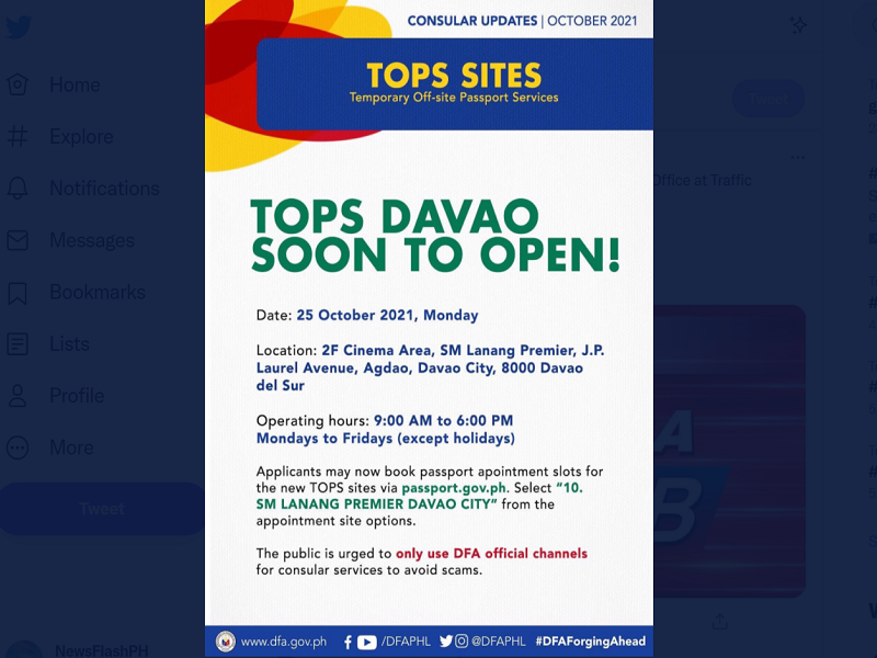 DFA magbubukas ng Temporary Off-site Passport Services sa Davao City