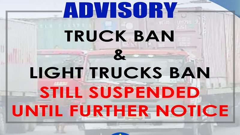 Pagpapairal ng truck ban mananatili suspendido ayon sa MMDA