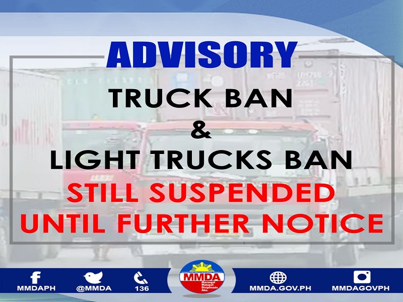 Pagpapairal ng truck ban mananatili suspendido ayon sa MMDA