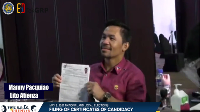 Sen. Manny Pacquiao naghain na ng kaniyang COC sa pagka-pangulo