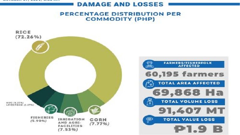 Halaga ng pinsala sa agrikultura ng Severe Tropical Storm Maring umabot na sa halos P1.9B – DA