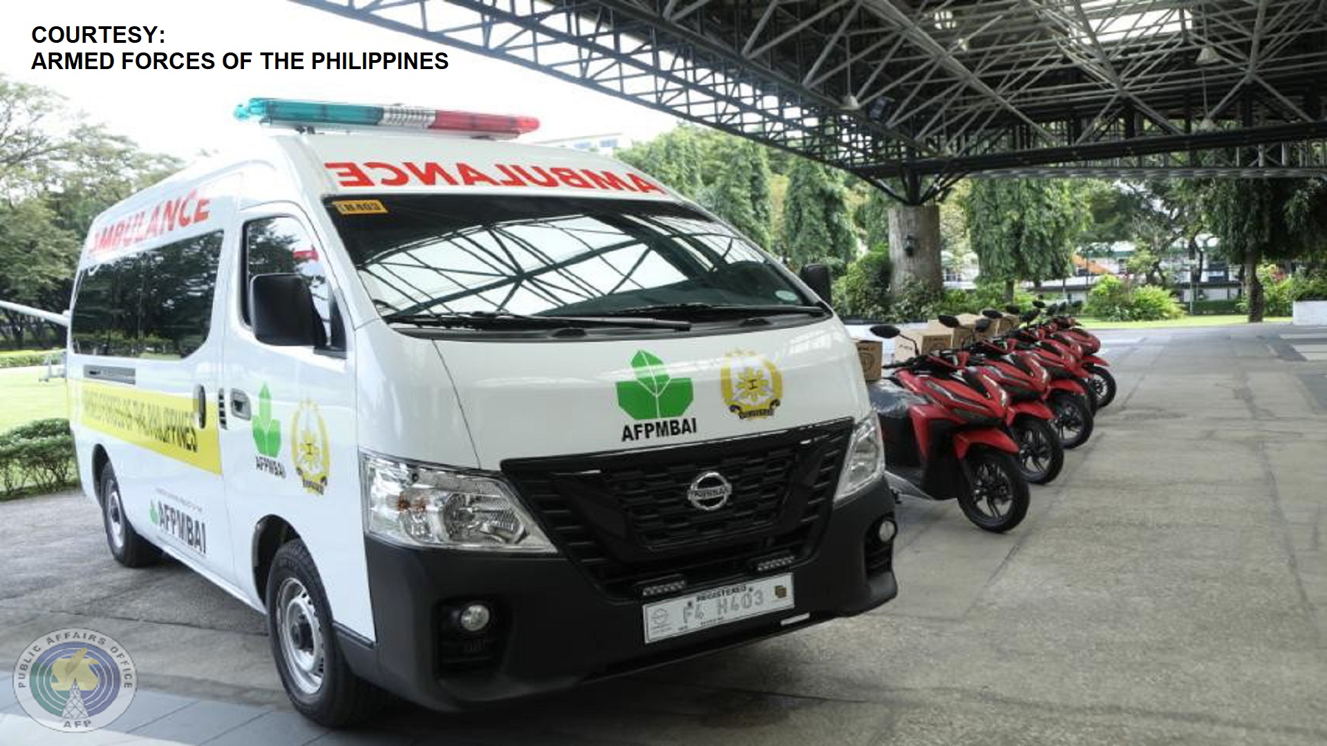 AFP tumanggap ng mga bagong ambulansya at iba pang sasakyan mula sa AFPMBAI