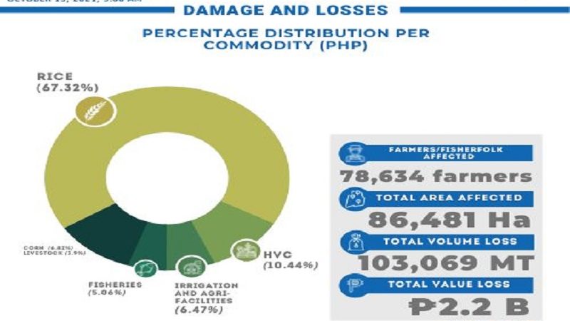Halaga ng pinsala sa agrikultura ng Severe Tropical Storm Maring umabot na sa halos P2.2B – DA