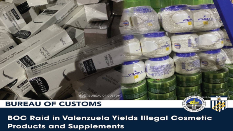 Warehouse sinalakay ng BOC sa Valenzuela; mga ilegal na cosmetic products nakumpiska
