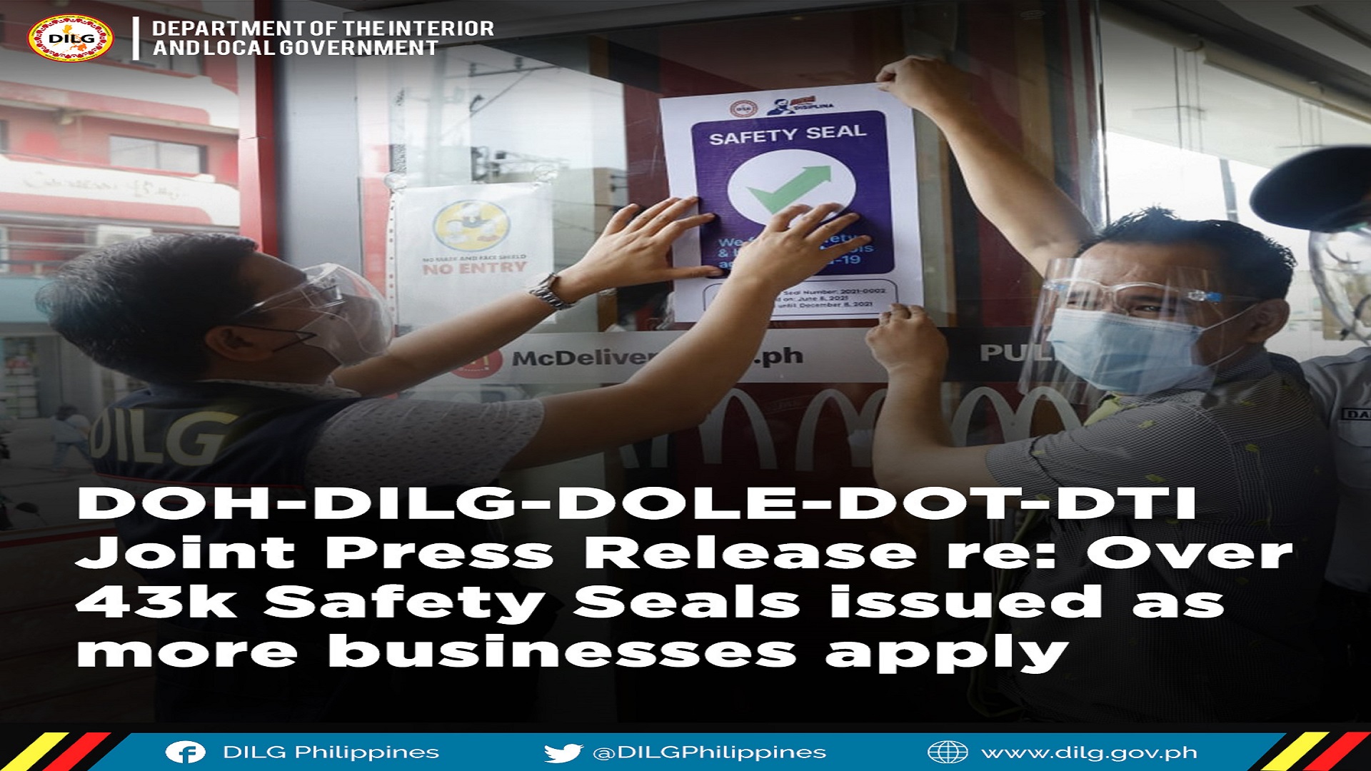 Mahigit 43,000 na establisyimento nabigyan ng Safety Seals para makapag-operate ngayong may COVID19 pandemic