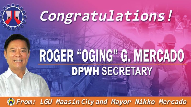 Southern Leyte Rep. Roger Mercado bagong DPWH secretary