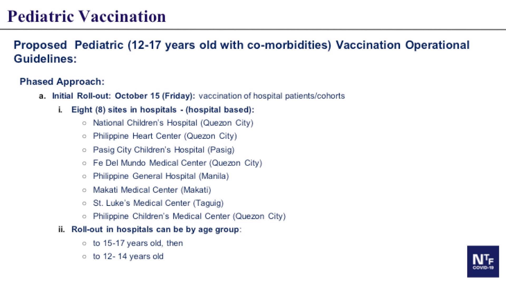 Pagbabakuna sa mga edad 12 hanggang 17 na may co-morbidities uumpisahan sa ilang ospital