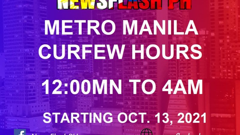 Curfew hours sa Metro Manila mas pinaiksi na