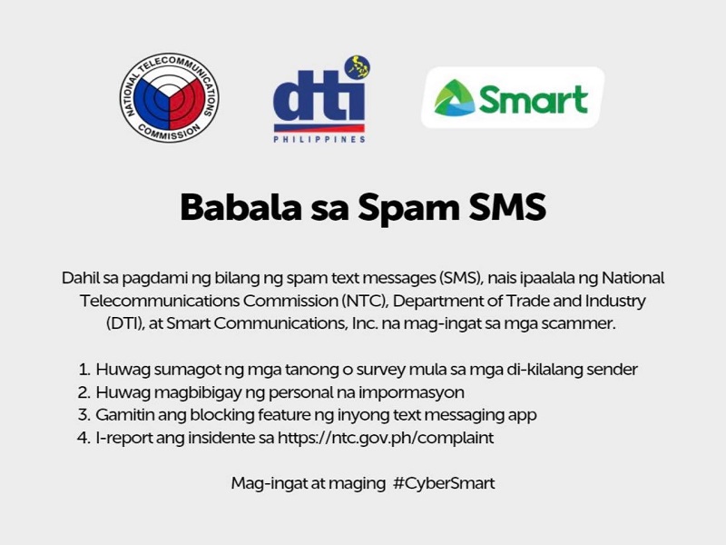 BASAHIN: Babala ng NTC at DTI hinggil sa dumaraming spam text messages