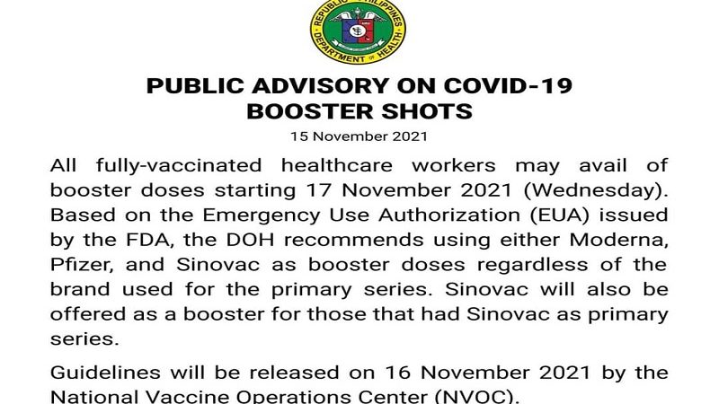 Pagbibigay ng booster shot ng COVID-19 vaccine sa mga healthcare worker sisimulan na