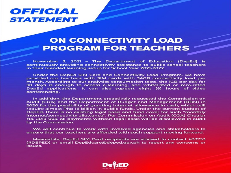 Connectivity Load Program para sa mga guro tuloy ayon sa DepEd