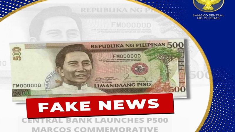 Ipinakakalat na larawan ng P500 na may mukha ni dating Pangulong Marcos, peke ayon sa BSP