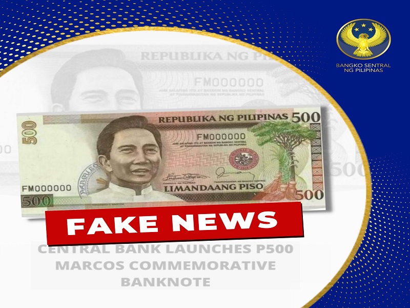 Ipinakakalat na larawan ng P500 na may mukha ni dating Pangulong Marcos, peke ayon sa BSP