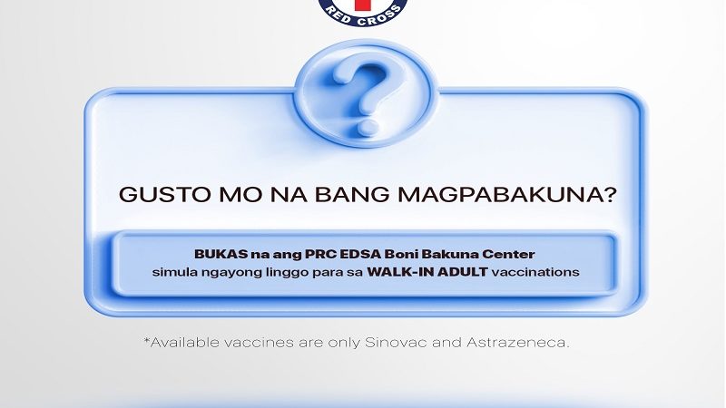 Red Cross tumatanggap na ng walk-in sa kanilang Bakuna Center sa EDSA Boni