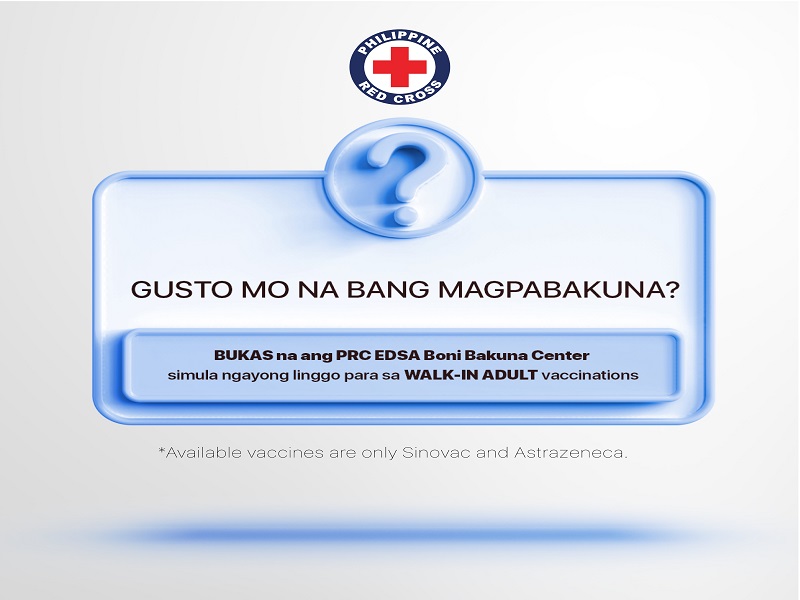 Red Cross tumatanggap na ng walk-in sa kanilang Bakuna Center sa EDSA Boni