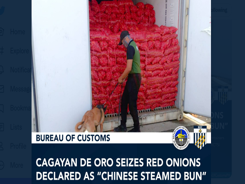 P14M na halaga ng sibuyas na idineklarang Chinese Steamed Bun nakumpiska ng Customs