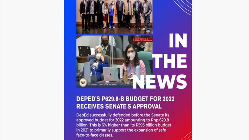P629.8B budget ng DepEd para sa 2022 aprubado na ng Senado