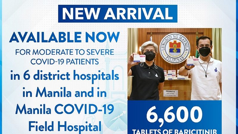 Mahigit 6,000 tablets ng Baricinitib na gamot sa moderate to severe cases ng COVID-19 dumating na sa Maynila