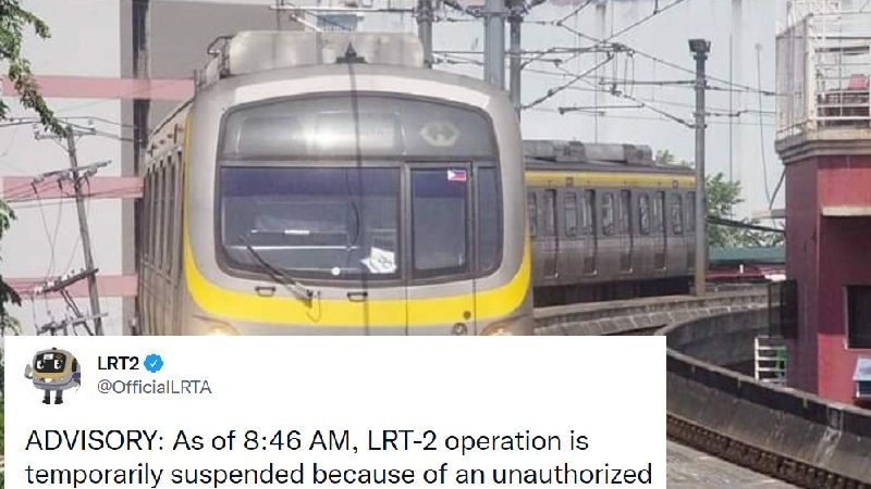 Operasyon ng LRT-2 nahinto ng 40-minuto dahil sa isang indibidwal na naglakad sa riles