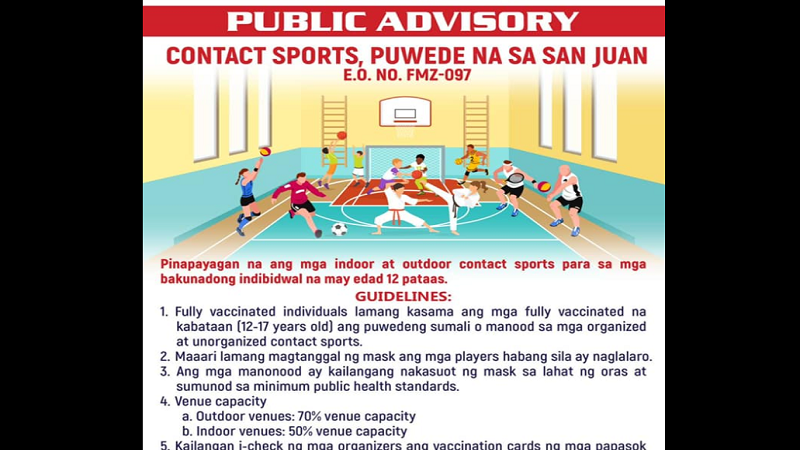 Contact sports gaya ng basketball pinapayagan na sa San Juan City