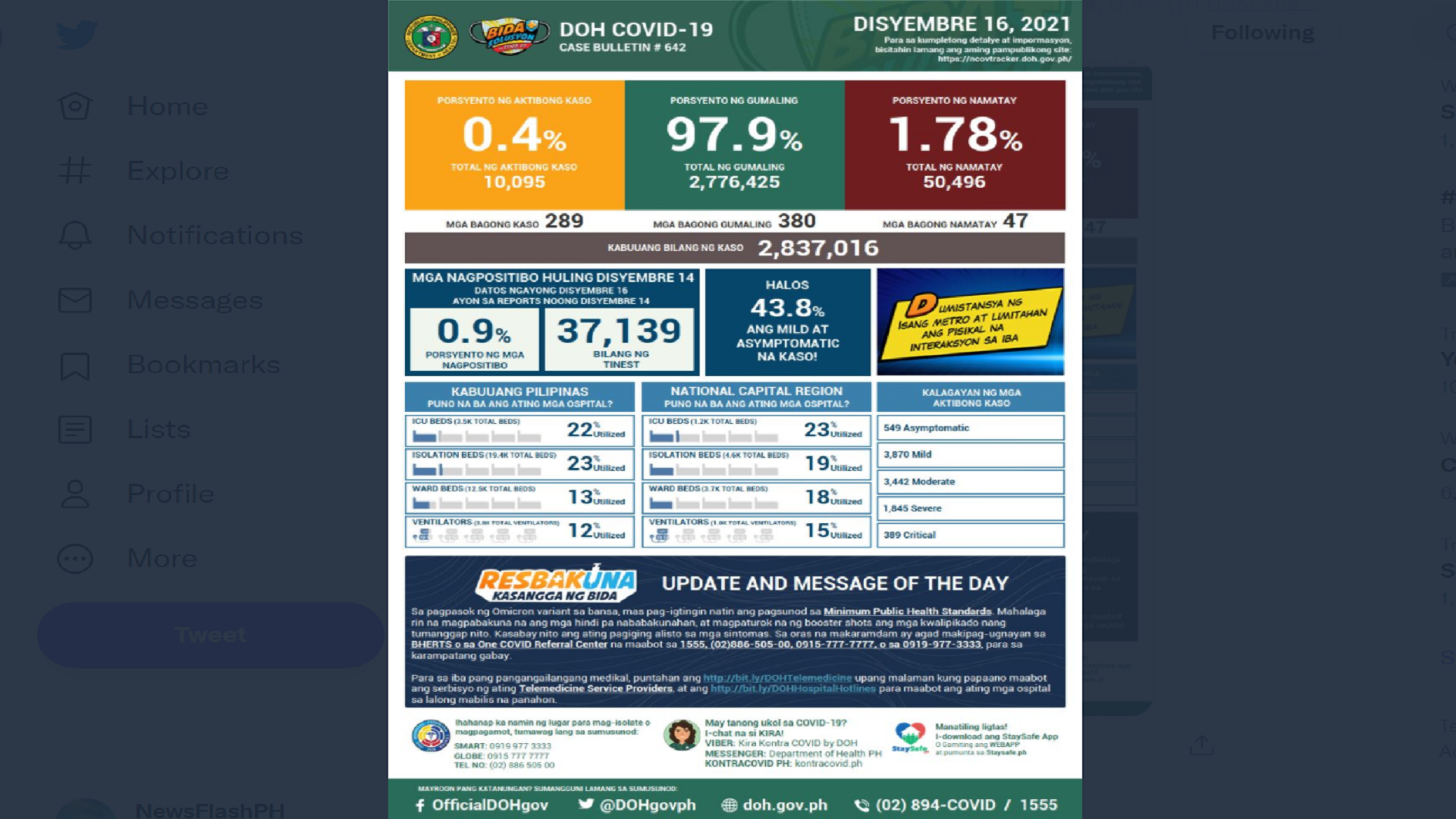 DOH nakapagtala lang ng 289 na bagong kaso ng COVID-19