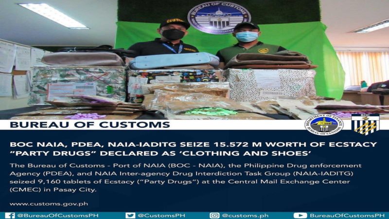 Mahigit P15M na halaga ng ecstasy nakumpiska ng Customs