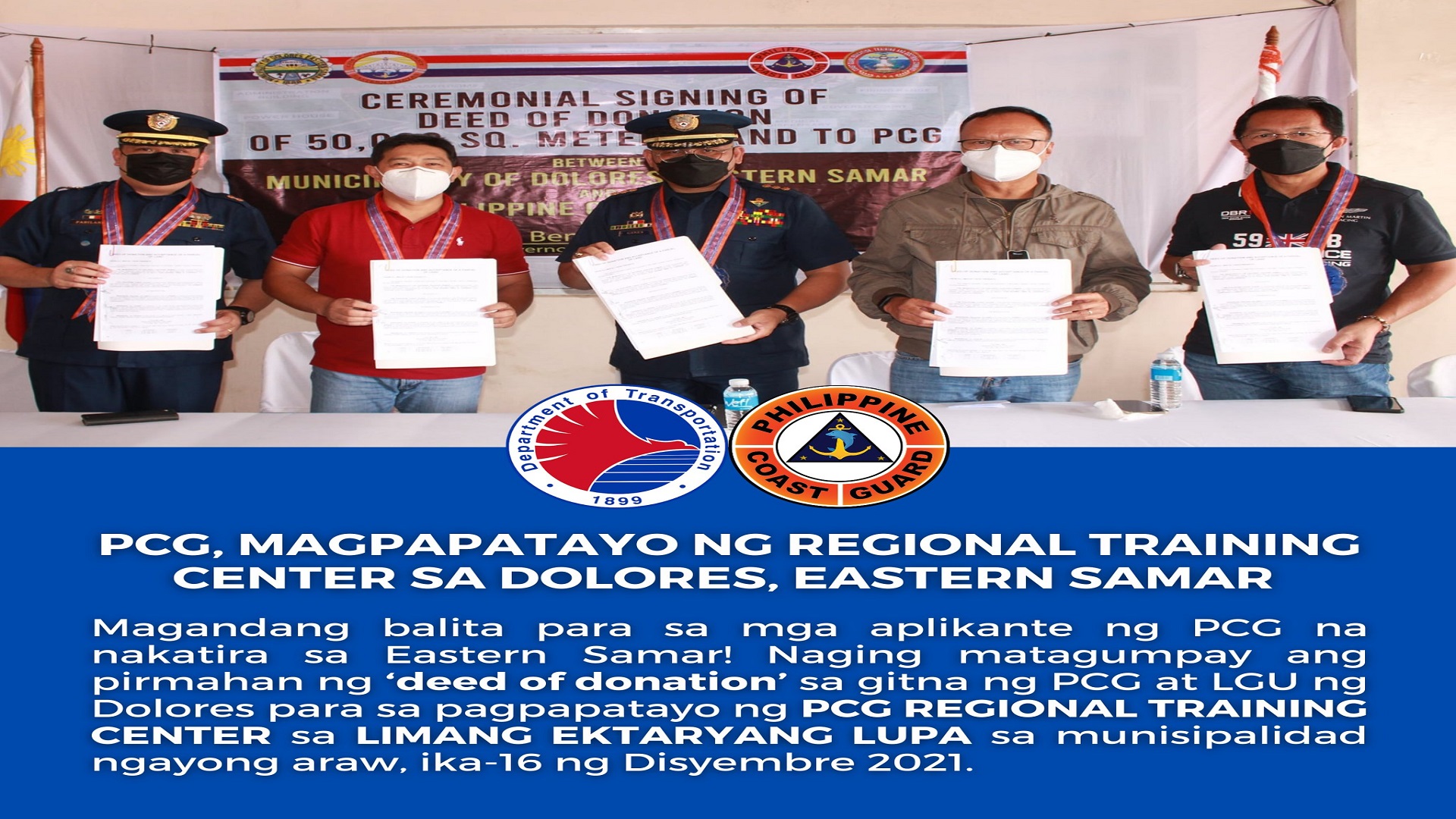 PCG magpapatayo ng training center sa Dolores, Eastern Samar