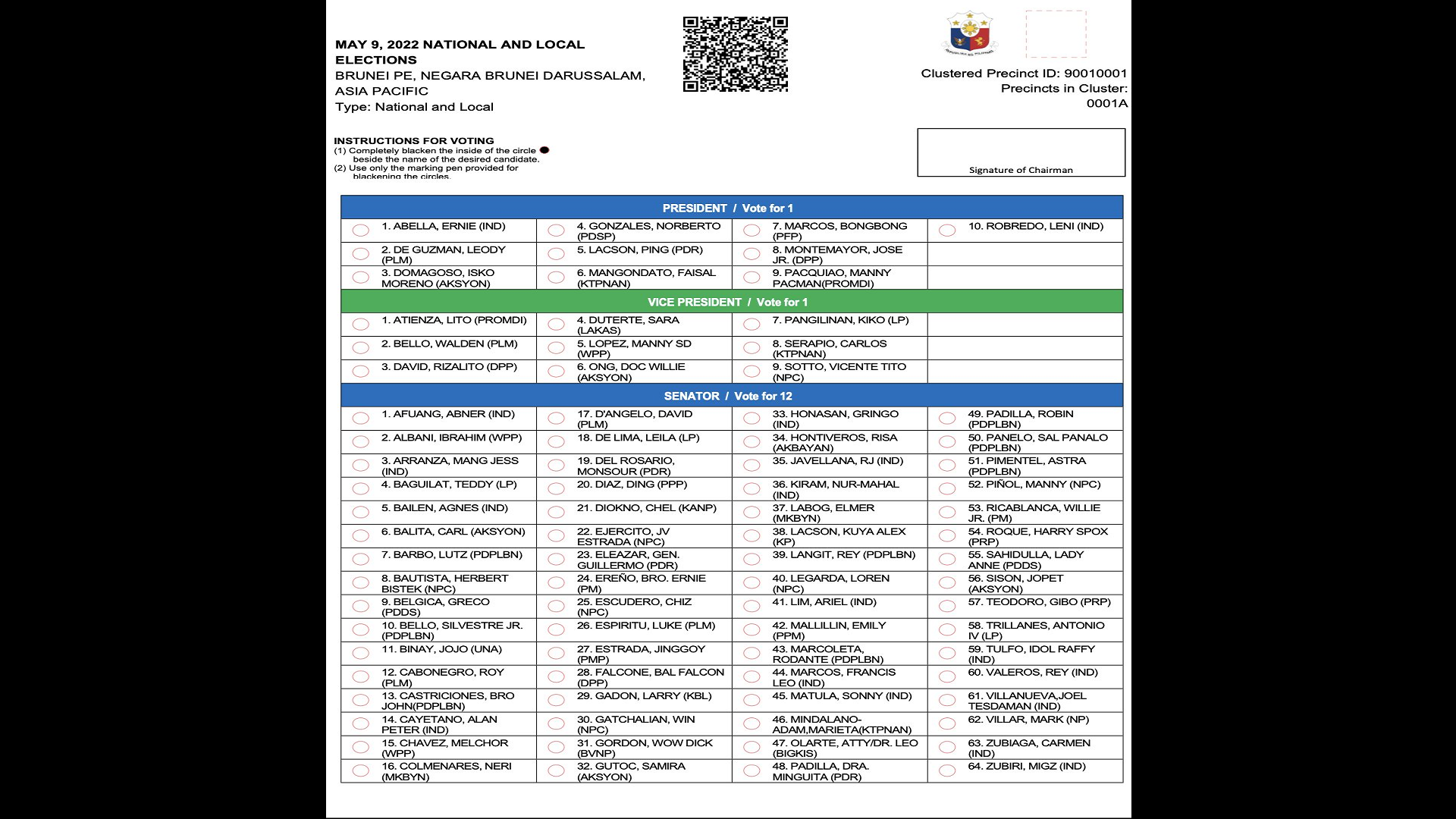 TINGNAN: Opisyal at pinal na balota para sa 2022 elections inilabas ng Comelec