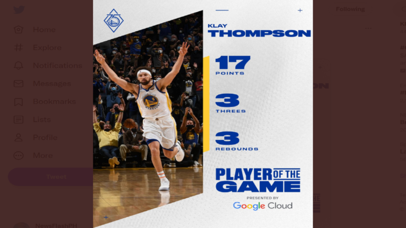 Sa pagbabalik sa NBA, Klay Thompson itinanghal na Player of the Game sa laban ng Warriors kontra Cavaliers