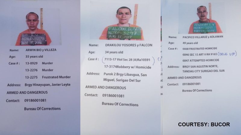 Tatlong preso tumakas sa Maximum Security Compound ng Bilibid