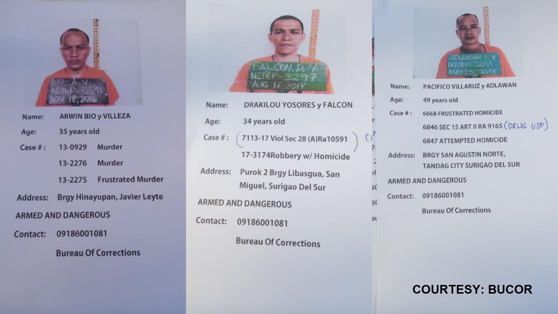 Tatlong preso tumakas sa Maximum Security Compound ng Bilibid