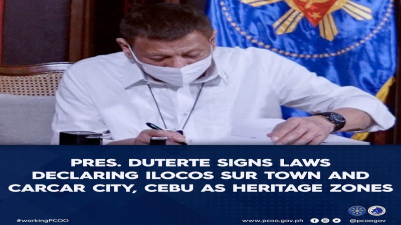 Batas na nagdedeklara sa Carcar City bilang Heritage Zone nilagdaan ni Pangulong Duterte