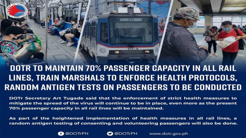 DOTr magsasagawa ng random antigen testing sa mga pasahero ng MRT at LRT