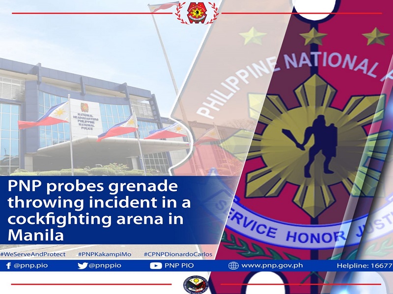 Paghahagis ng granada sa isang sabungan sa Maynila iniimbestigahan na ng PNP