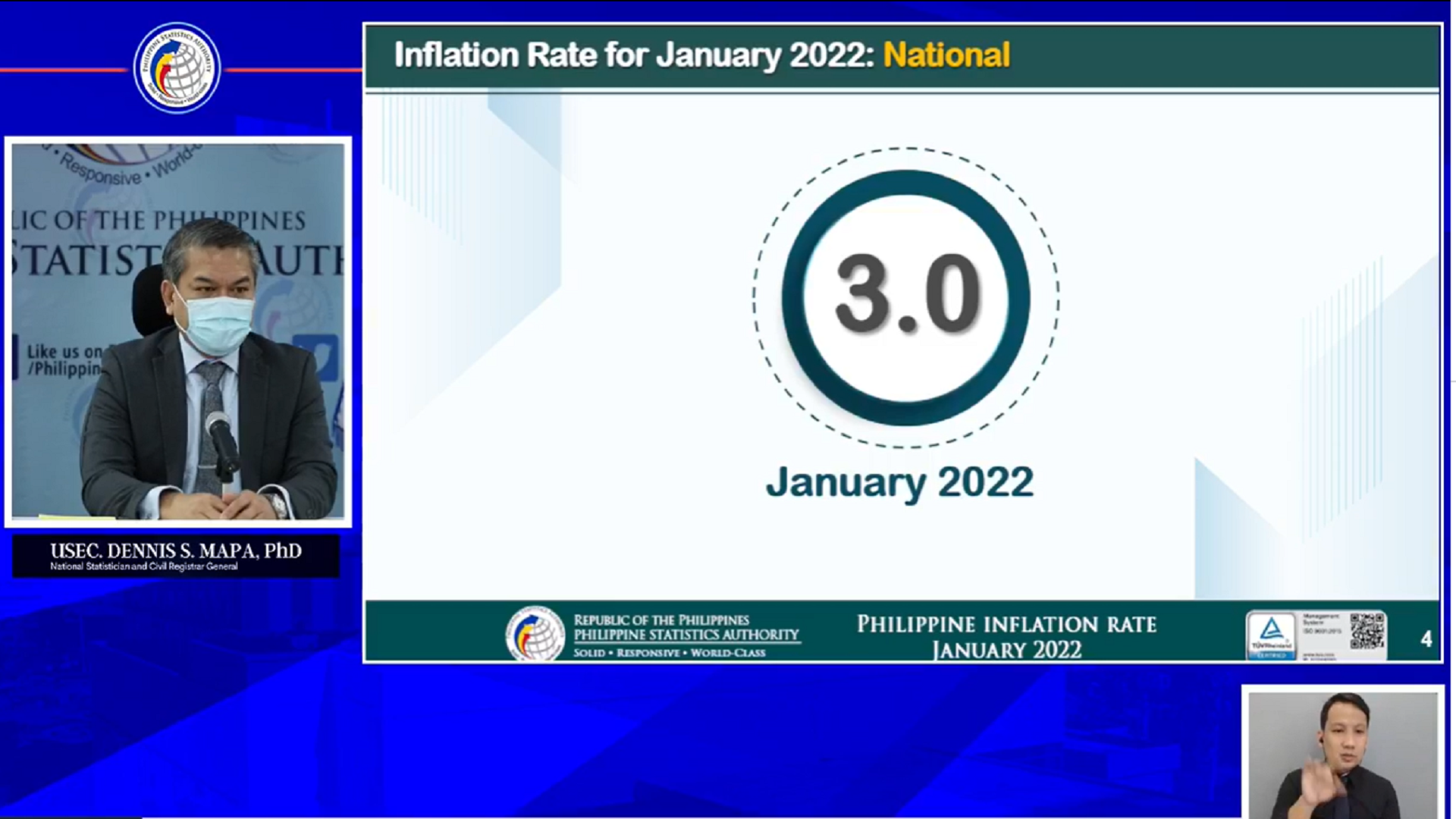 3 percent inflation rate naitala noong Enero