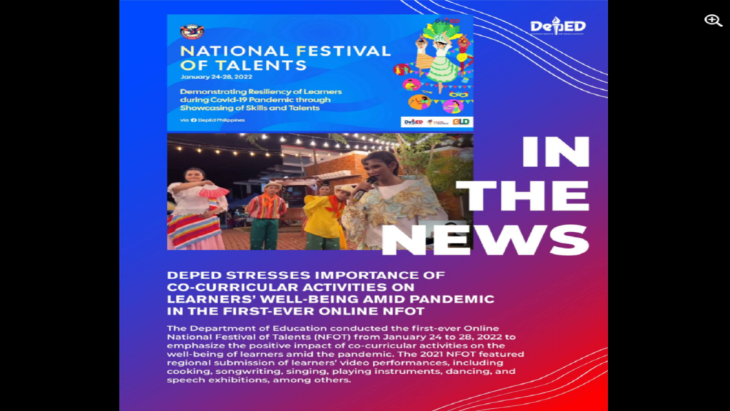 DepEd nagsagawa ng Online National Festival of Talents; kahalagahan ng