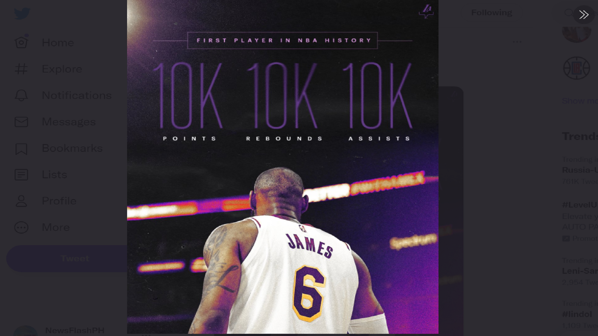 Ika-10,000 career assists naitala ni LeBron James