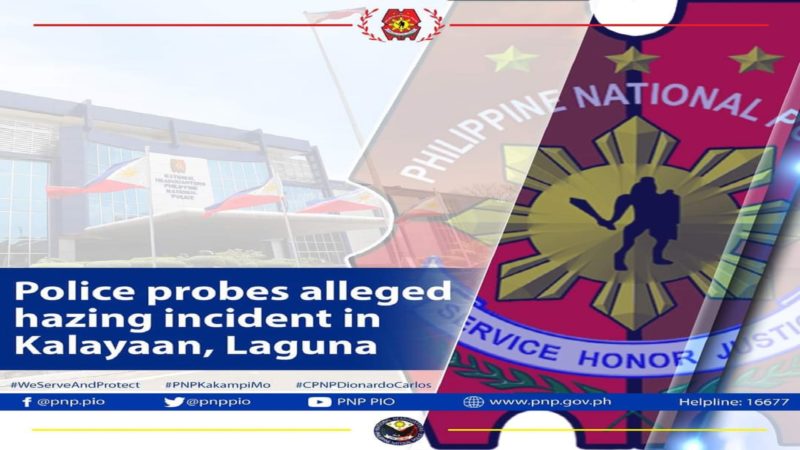 Insidente ng hazing sa Laguna iniimbestigahan na ng PNP