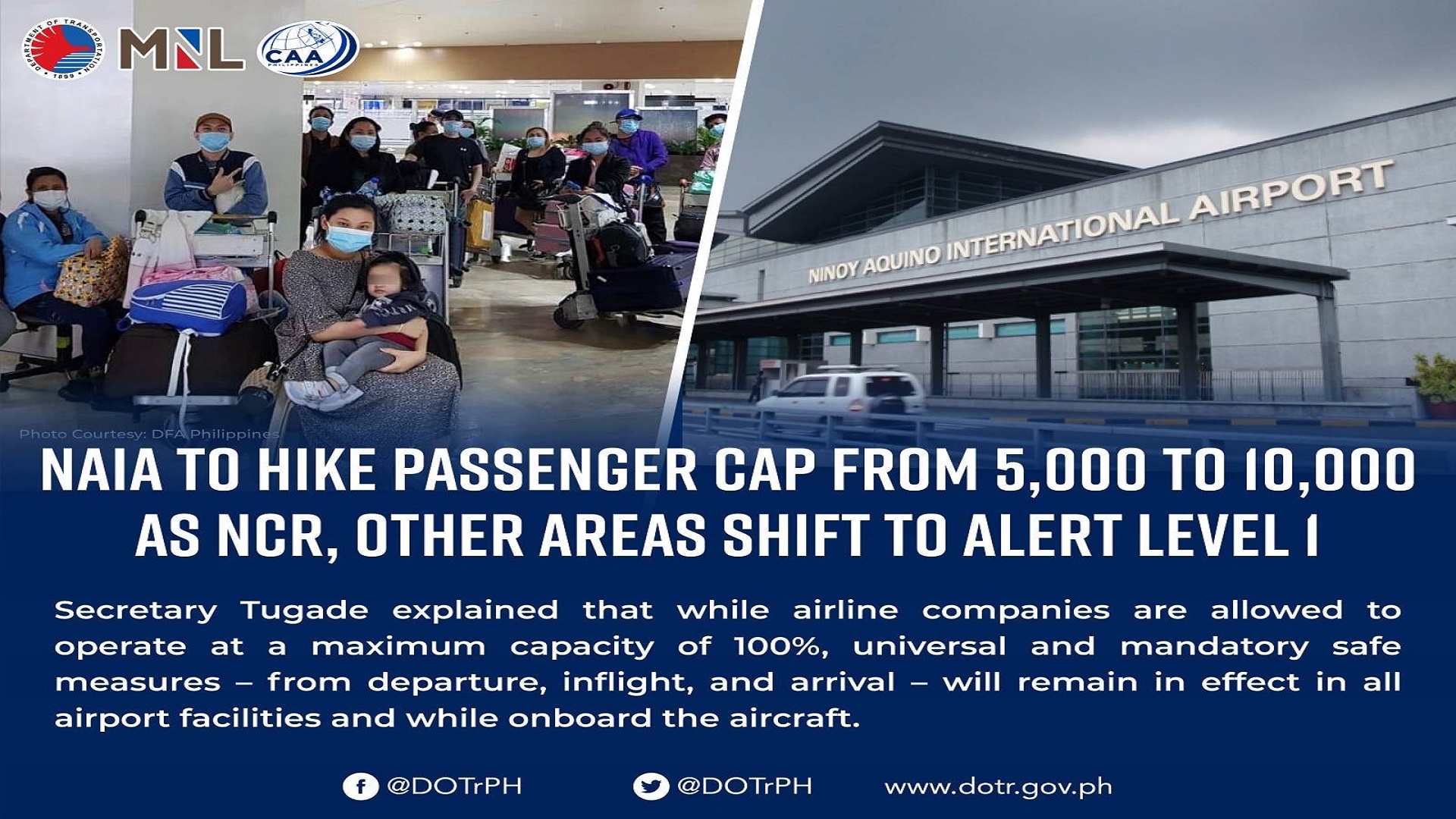 Passenger capacity sa NAIA itataas sa 10,000 mula sa kasalukuyang 5,000