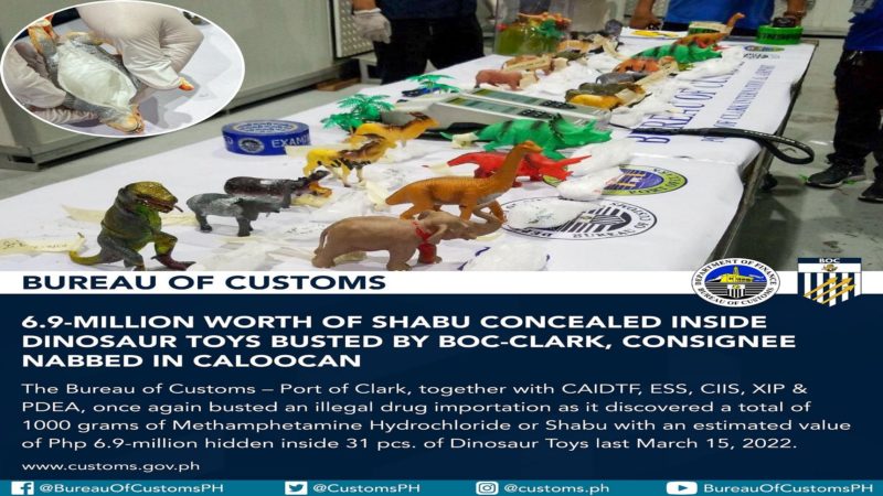 P6.9M na halaga ng shabu na itinago sa Dinosaur Toys nakumpiska ng Customs