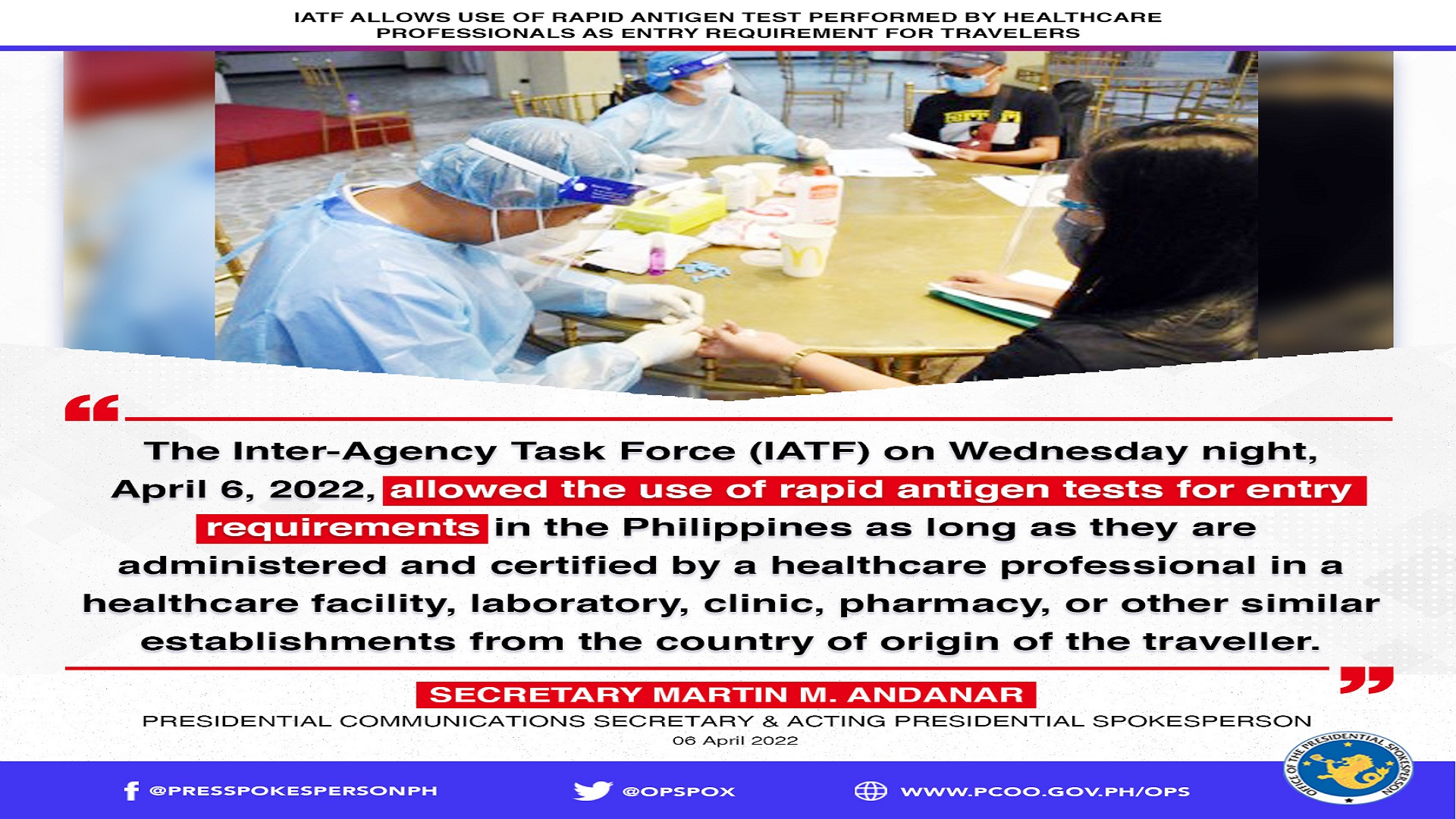 Antigen testing bilang entry requirement sa bansa pinayagan na ng IATF