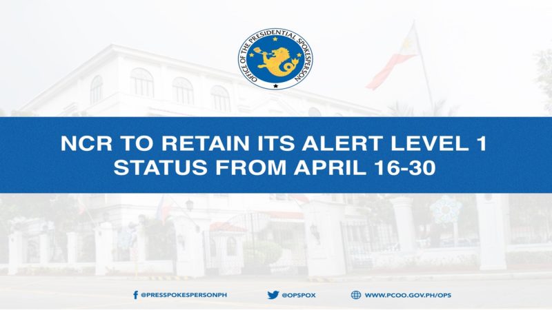 Alert Level 1 iiral pa rin sa Metro Manila at marami pang lugar sa bansa
