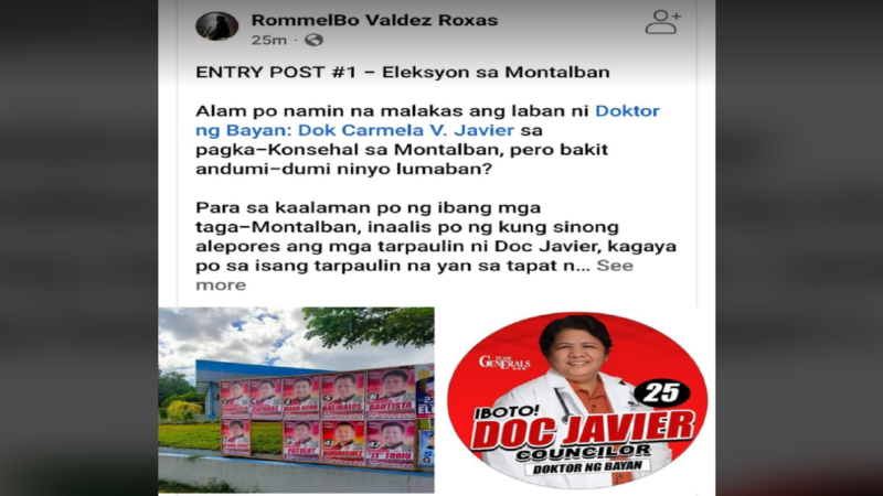 Tahasang pagbabaklas ng campaign posters sa Montalban inalmahan ng netizens