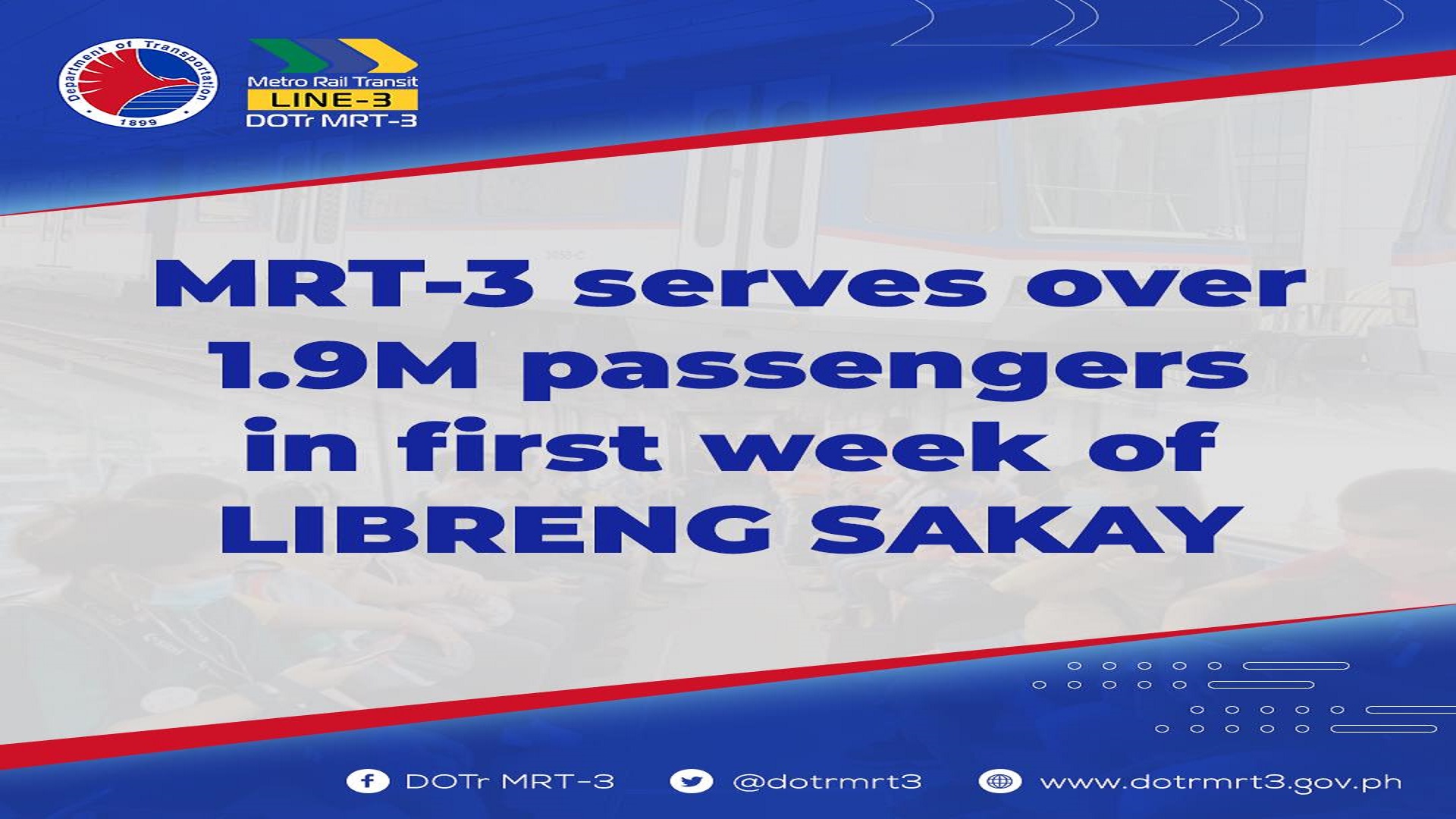 1.9M na pasahero naserbisyuhan sa unang linggo ng libreng sakay sa MRT-3