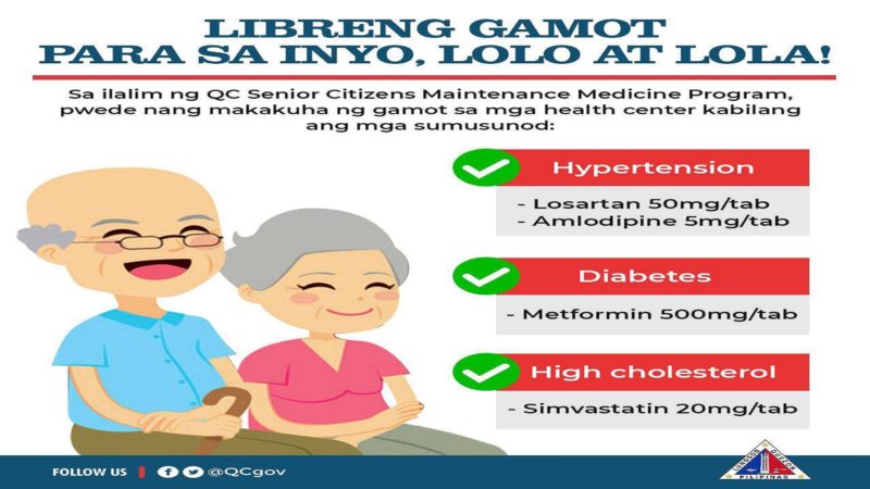 Gamot sa Hypertension, Diabetes, at High Cholesterol libre na para sa mga lolo at lola sa Quezon City