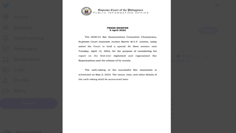 Resulta ng 2020-2021 Bar Examinations ilalabas na ng SC