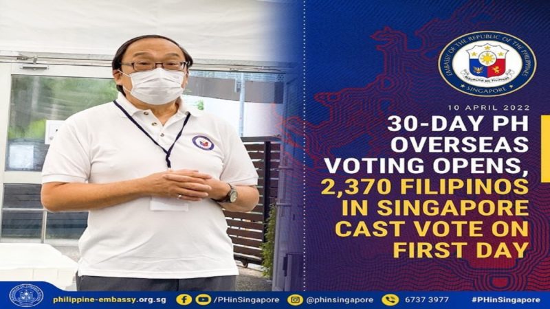Mahigit 2,300 na Pinoy bumoto sa unang araw ng Overseas Voting sa Singapore